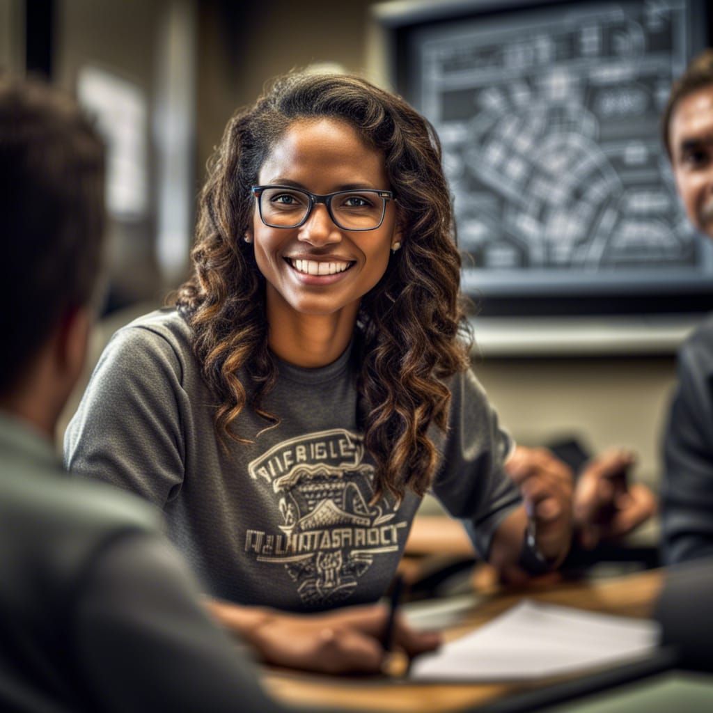 Hyperrealistic Instructor Teaches College Students with a Sm...