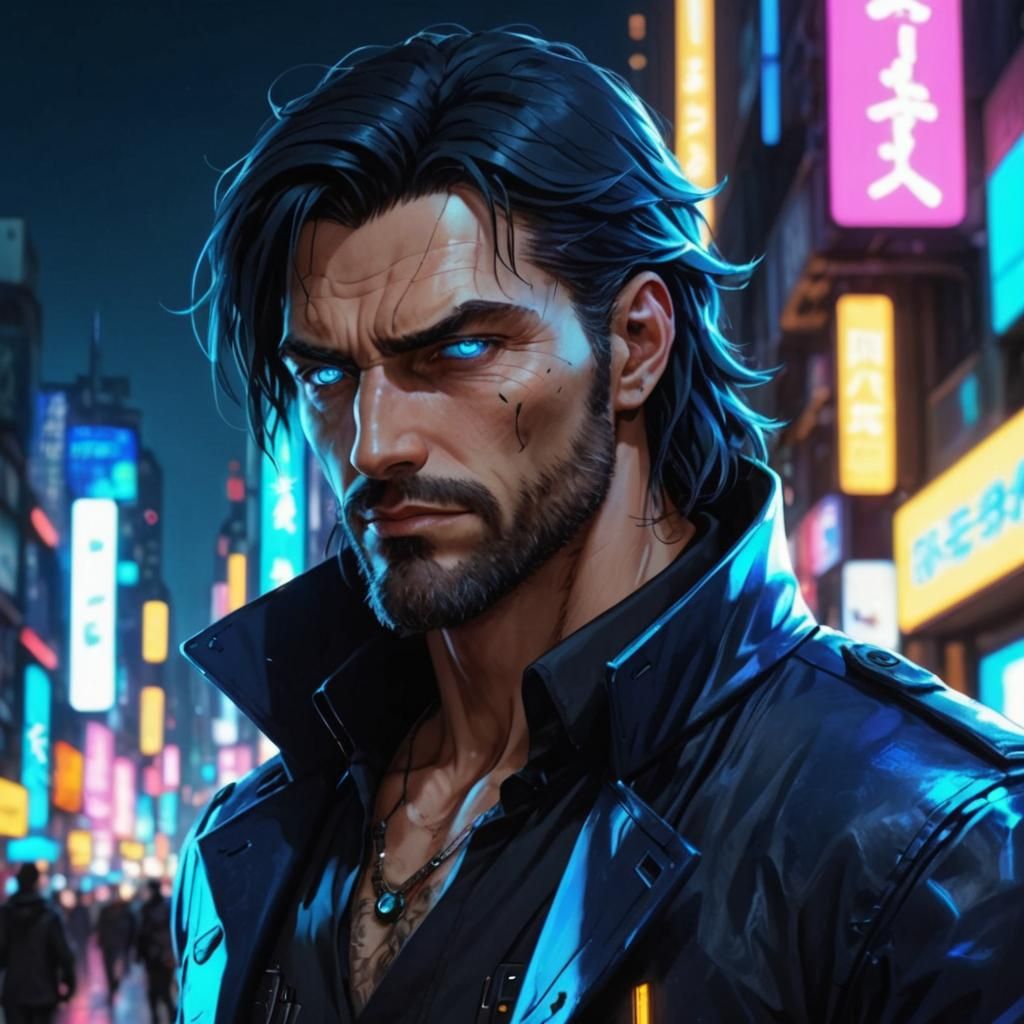 Cyberpunk Detective with Cybernetic Enhancements