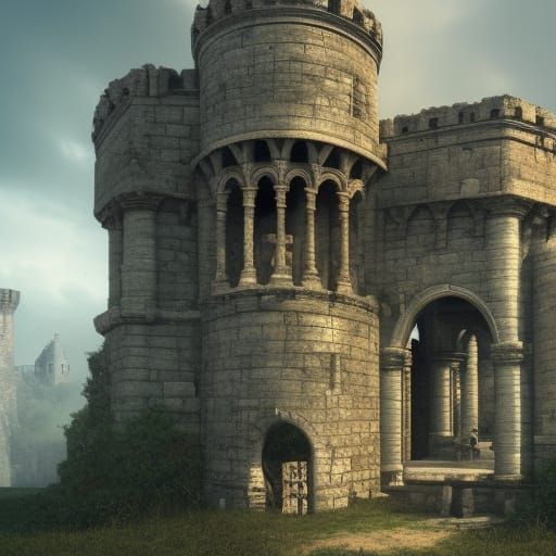 Medieval Castle Ruins: Epic Digital Matte Painting
