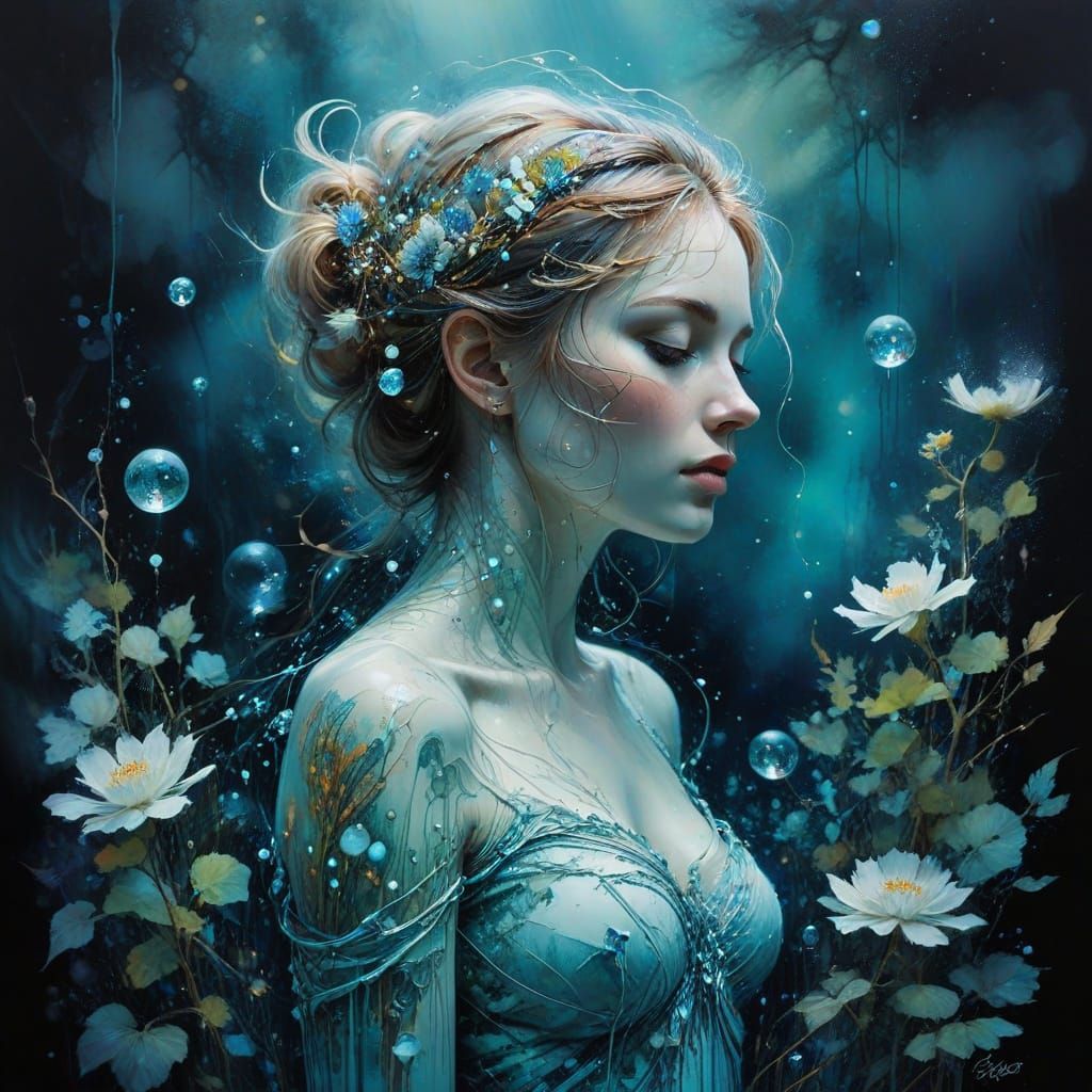 Dreamy Moonlit Lake Scene in Whimsical Watercolor Style