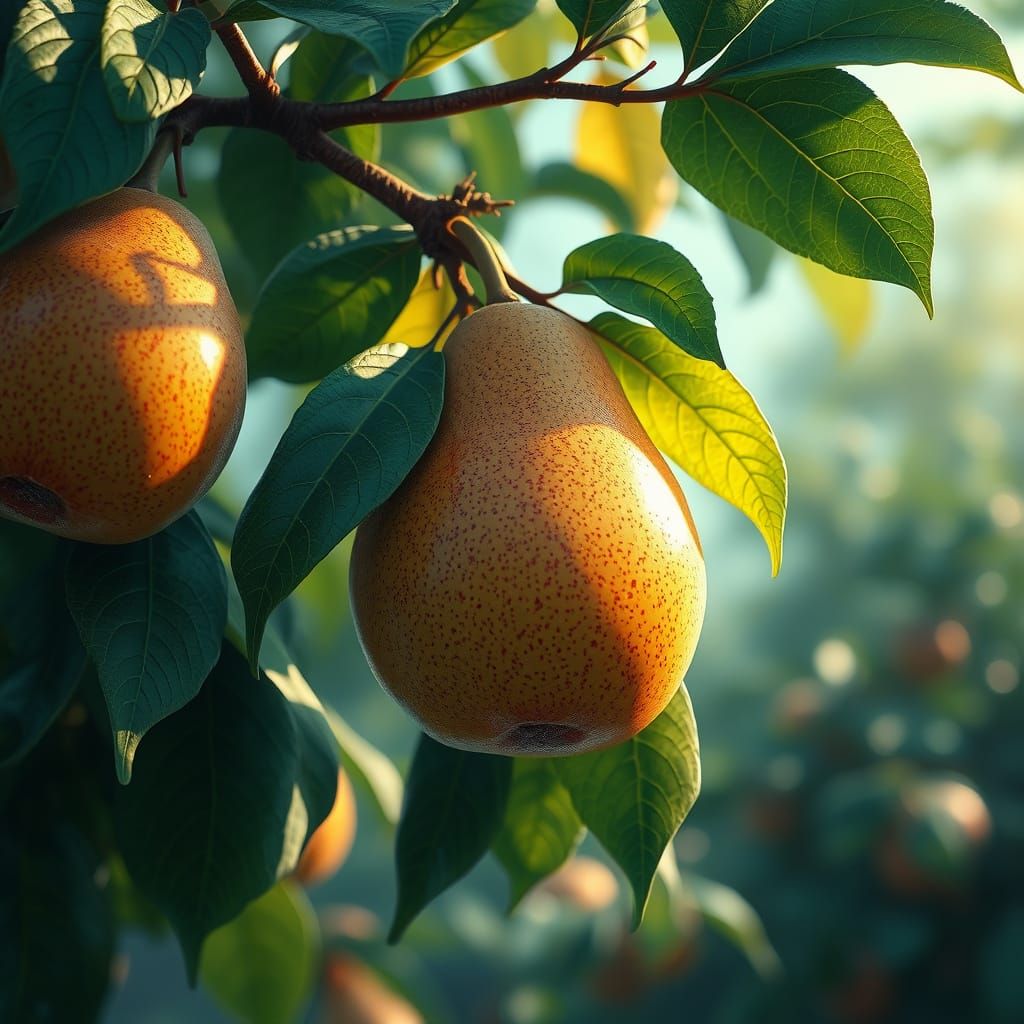 Pear Tree Concept Art in Art Nouveau Style