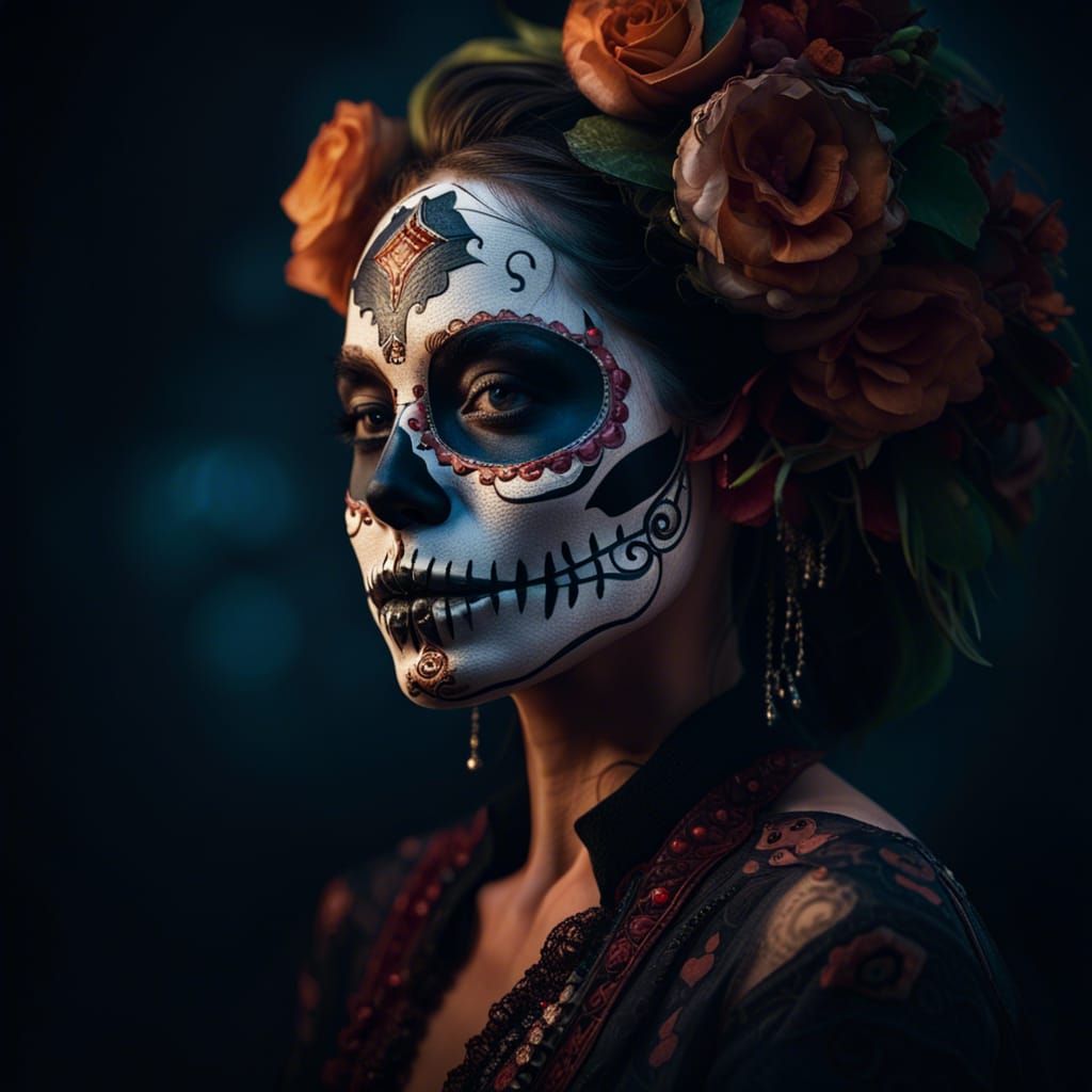 Day of the Dead Portrait in Graffiti Art Style