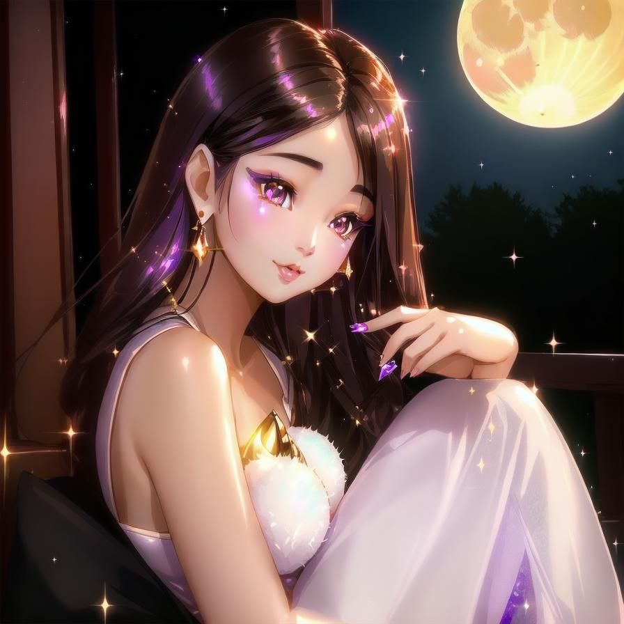 Glamorous Thai Woman with Amethyst Glitter Effects