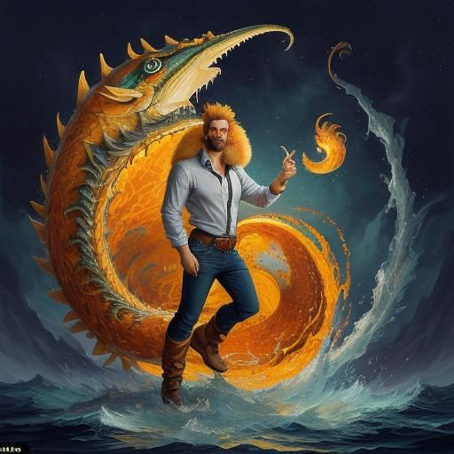 Surreal Creature: Blending Ceccoli and Van Gogh Styles