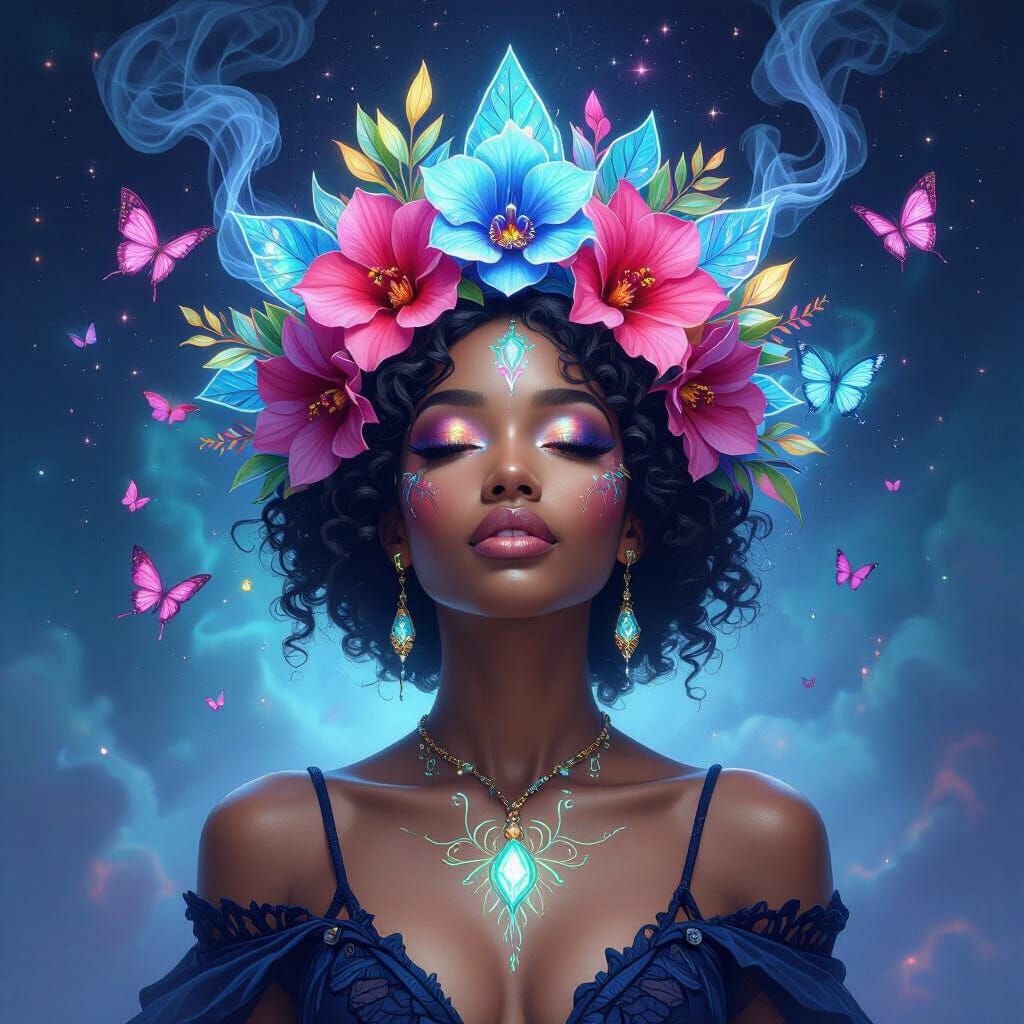 Luminous Dancer: Stained Glass and Floral Crown