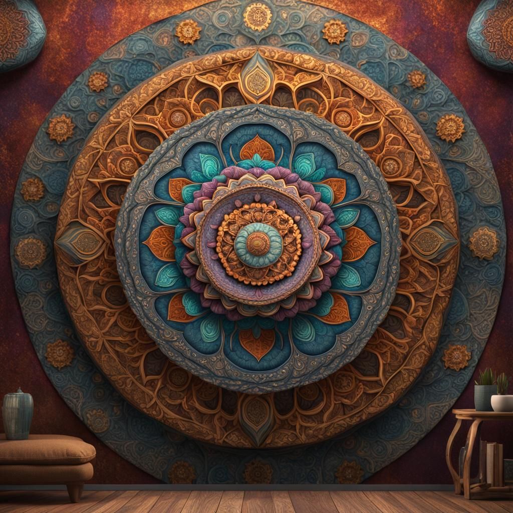 Intricate Mandalas Cover Wall: Fantasy Concept Art