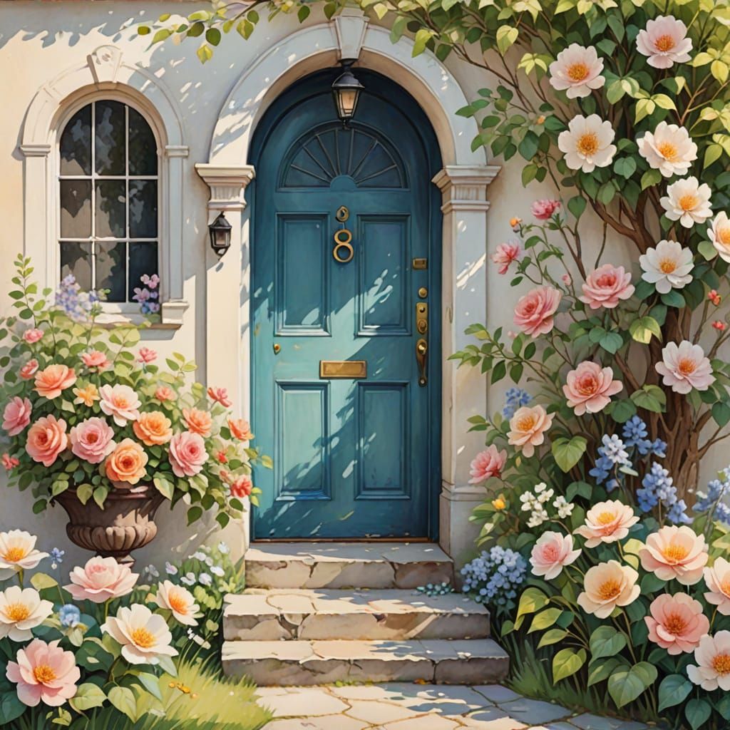 Whimsical Watercolor House with Vintage Charm