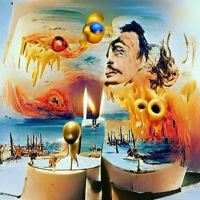 Surreal Candles Amidst Burning Ocean, Salvador Dali Art