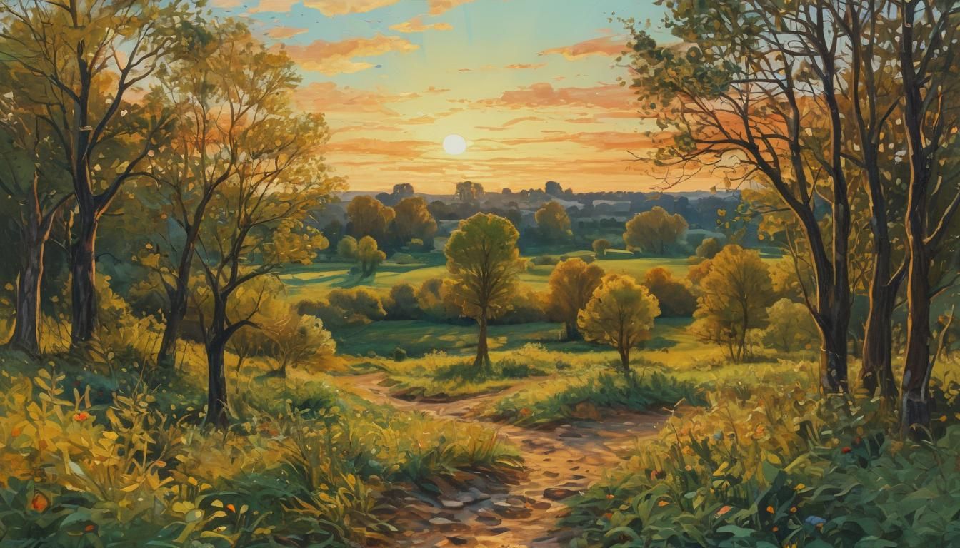 Impressionist Gouache Painting at Golden Hour