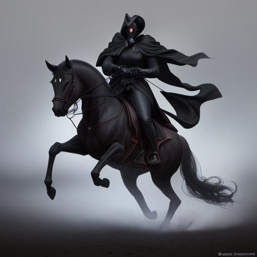 Headless Horseman on Black Horse in Flames