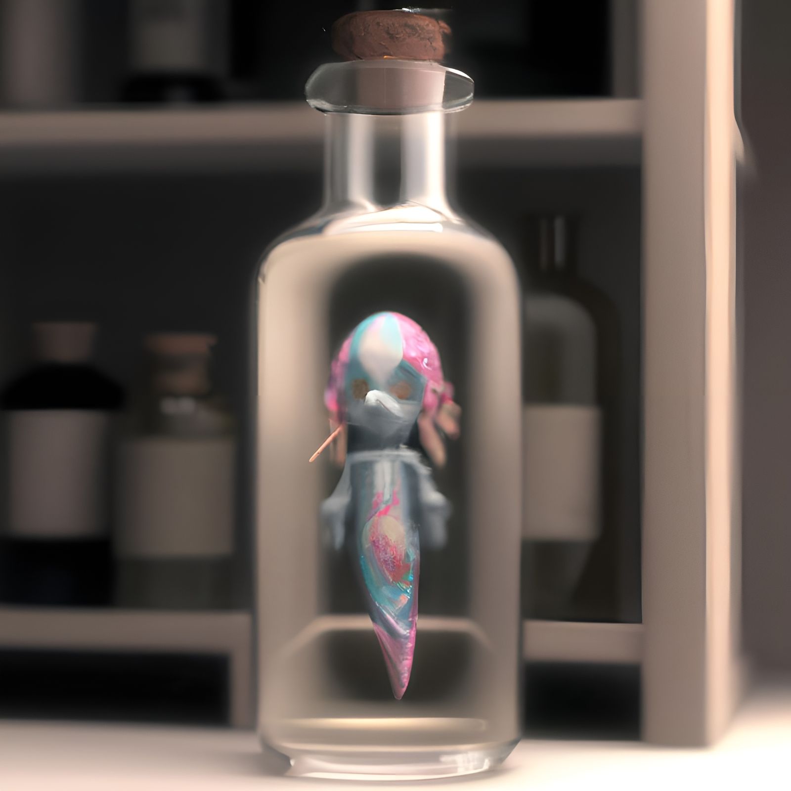 Chibi Ghost Trapped: Surreal Digital Art