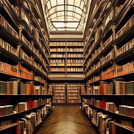Epic Old Library with Countless Books