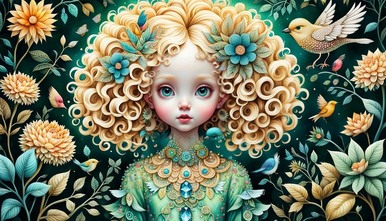 Whimsical Forest: A Detailed Fractal Art Illustration