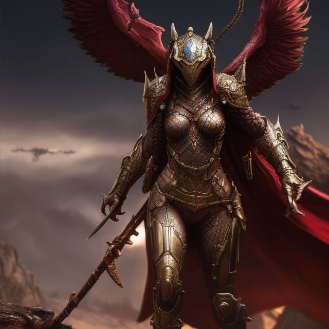 Scorpion Armored Warrior in Desert Night, Fantasy Art