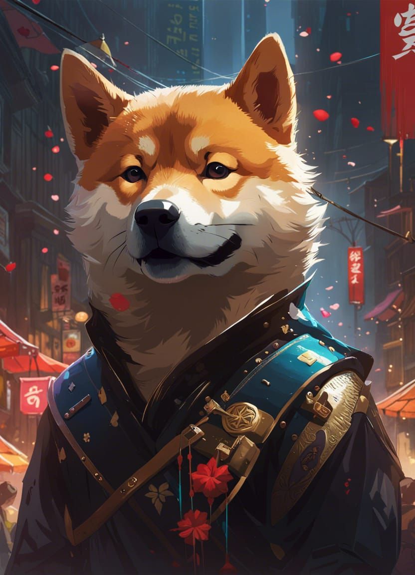 Happy Shiba Inu Portrait in Photorealistic Style