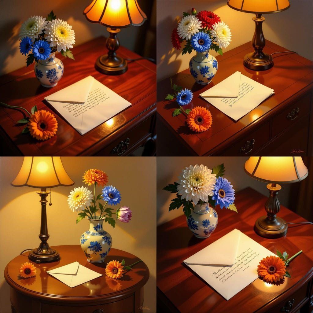 Poetic Still Life: Nostalgic Letter and Flowers