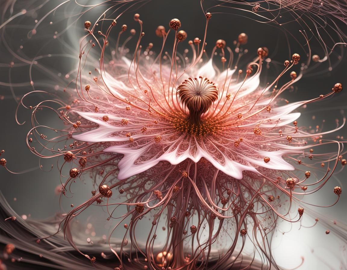 Abstract Passion Flower with Light Ray Tendrils