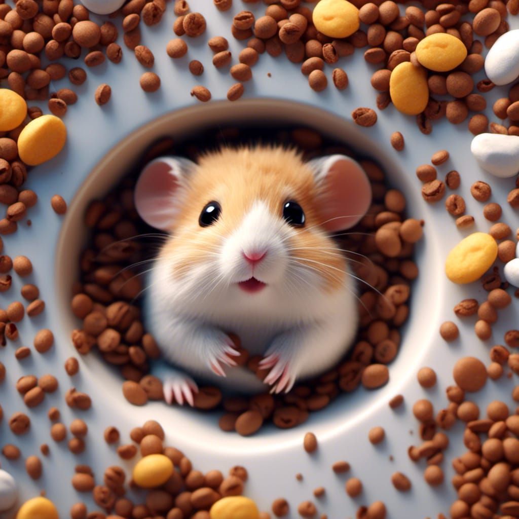 Hamster's Coffee Bean Adventure: Detailed Digital Art