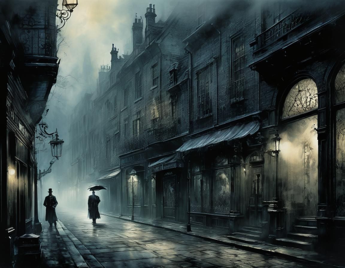 Victorian London Detective in Watercolor Comic Style