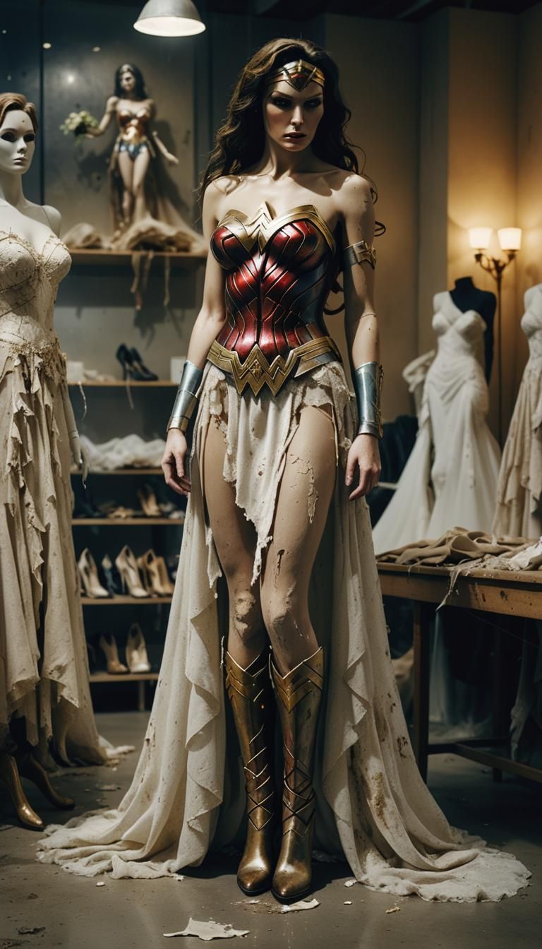 Dark Fantasy Wonder Woman Mannequin in Bridal Store