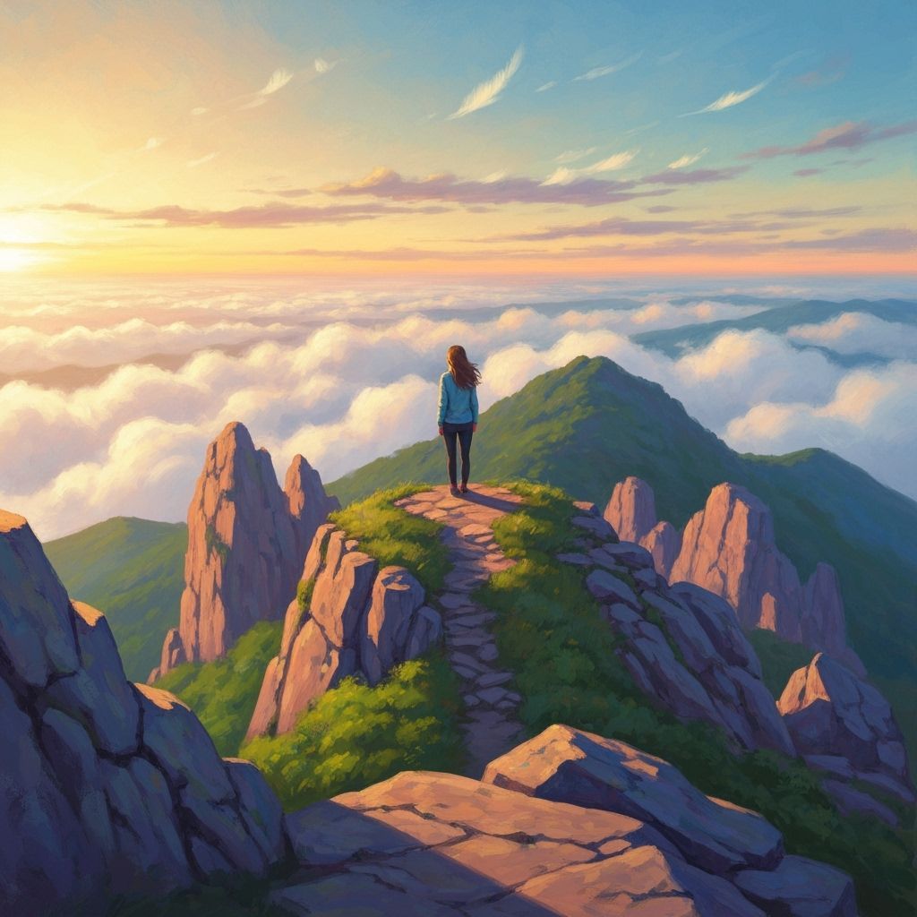 Sunset Mountain Vista in the Style of Shishkin