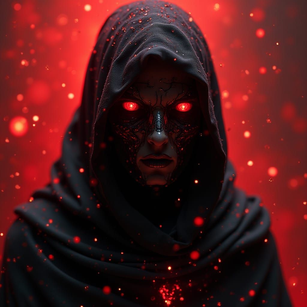 Cyberpunk Ghost Avatar with Glowing Eyes