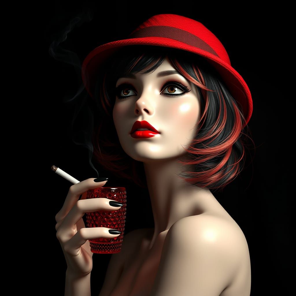 Ethereal Flapper Goddess in Painterly Digital Art
