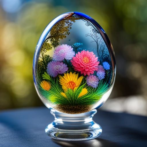 Intricate Ukrainian Egg in Crystal Stand