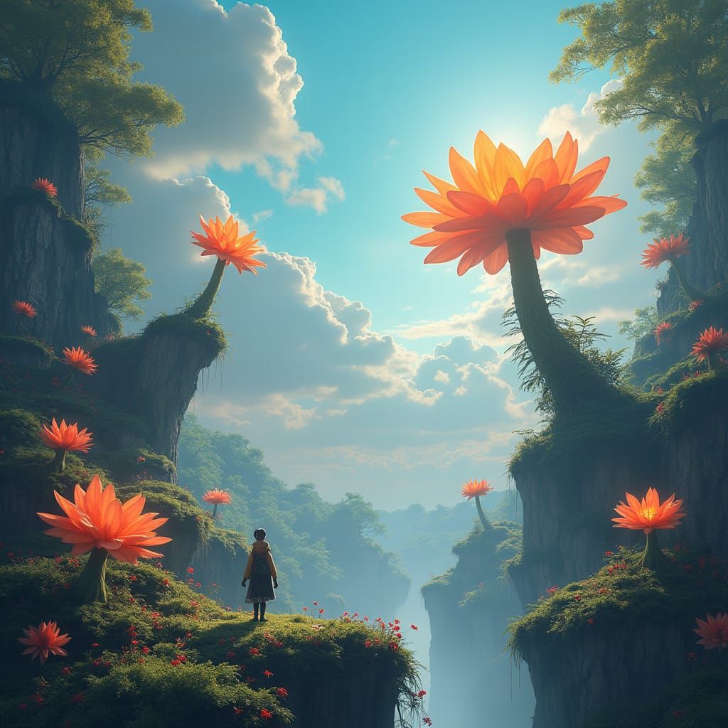 Surreal Landscape with Floating Objects, Fantasy Concept Art