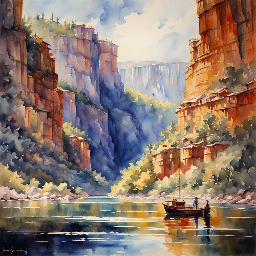 Adventure Watercolor Painting in Oil Style
