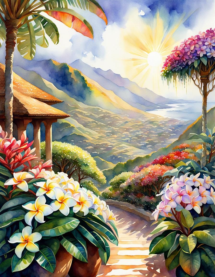 Fantasy Plumeria Watercolor Illustration