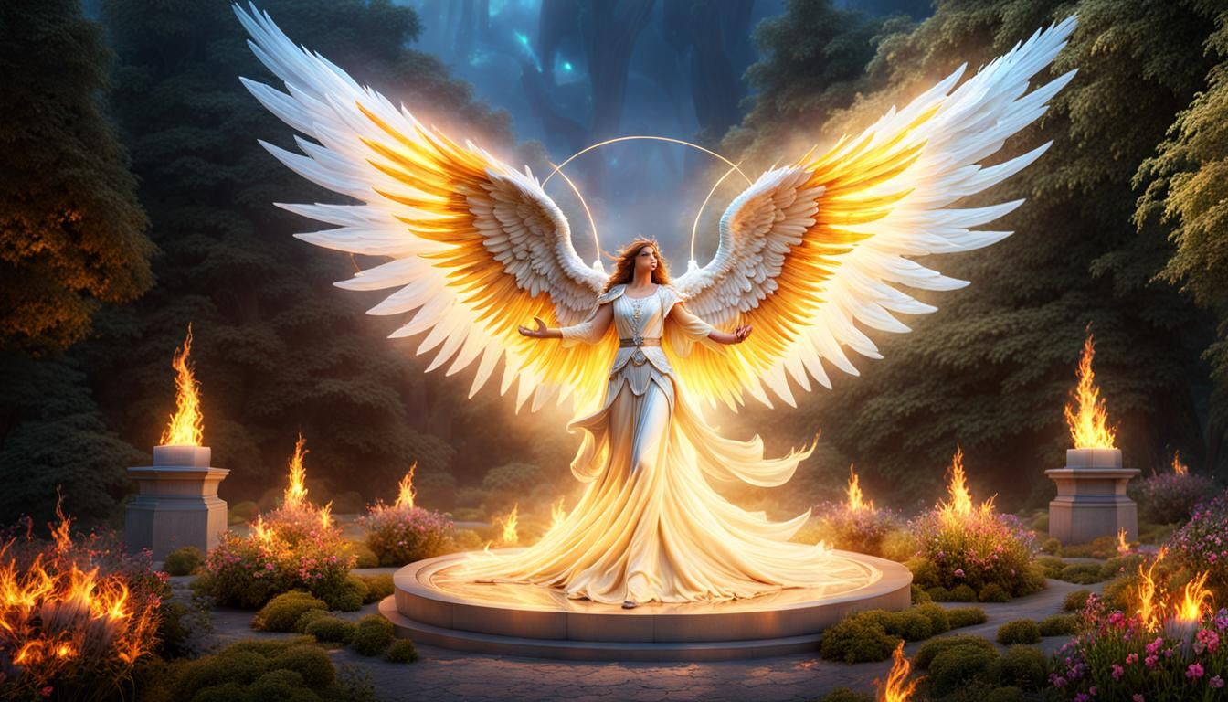 Silver-Fire Angel in Celestial Fire Garden