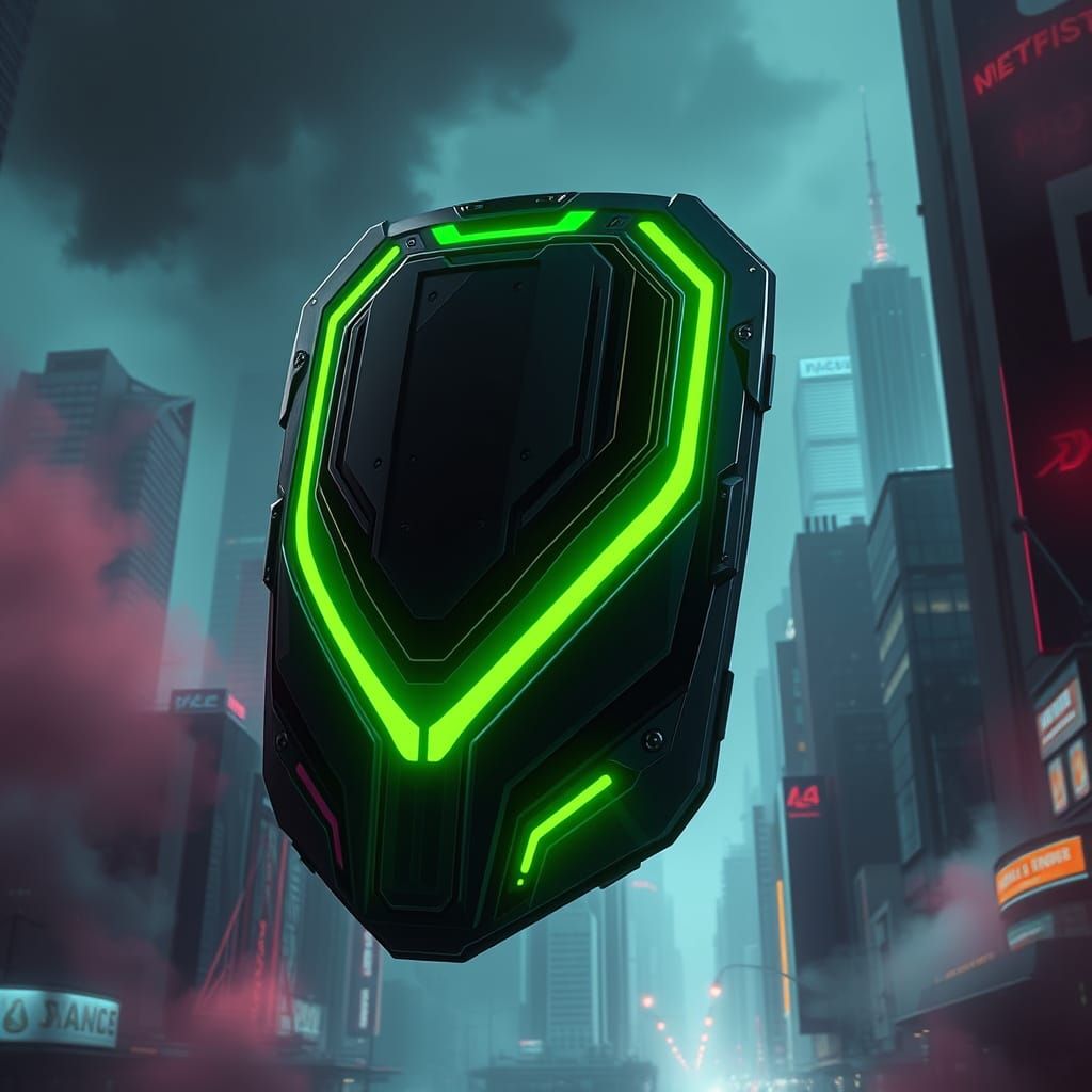 Cyberpunk Riot Shield in Neon Green