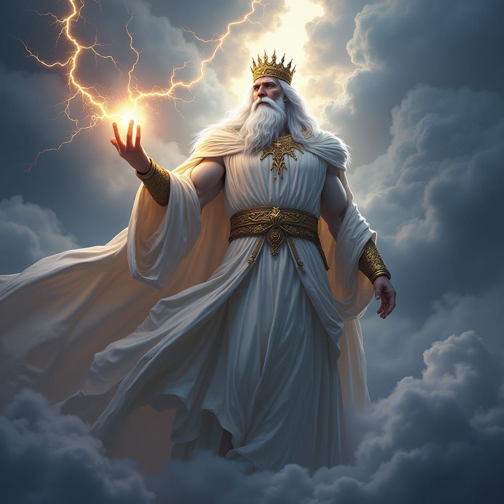 Regal Zeus, Greek God of Thunder, Exudes Divine Authority