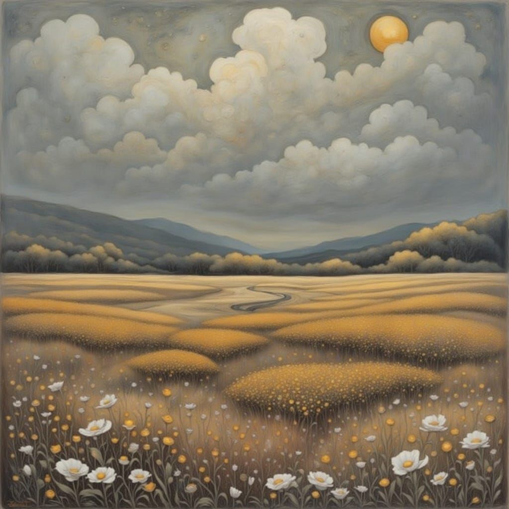 Abstract Landscape in Vibrant Golden Hues