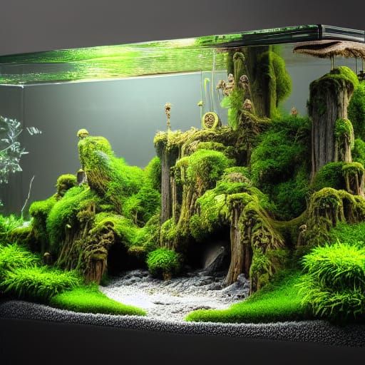 Detailed Mossy Aquascape Digital Matte Painting