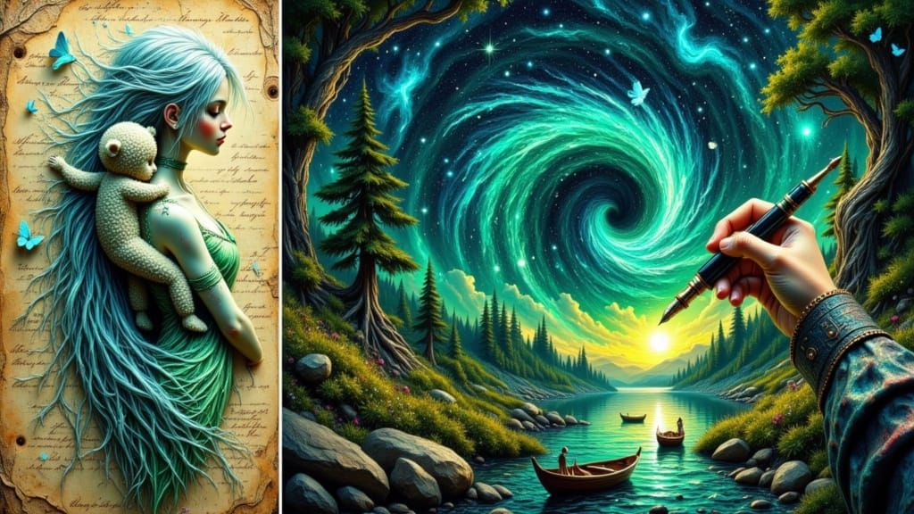 Surreal Triptych: Magic of Creation in Photorealist Fantasy