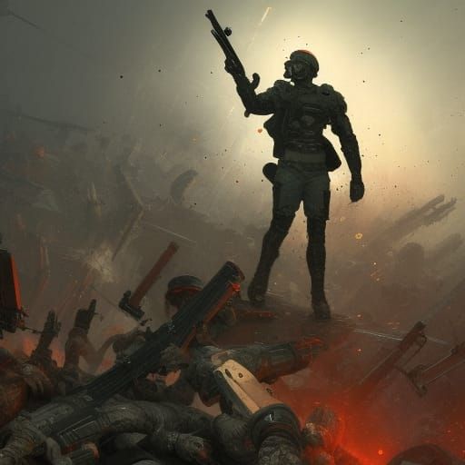 Soviet Cyborg in Dark Fantasy Art Style