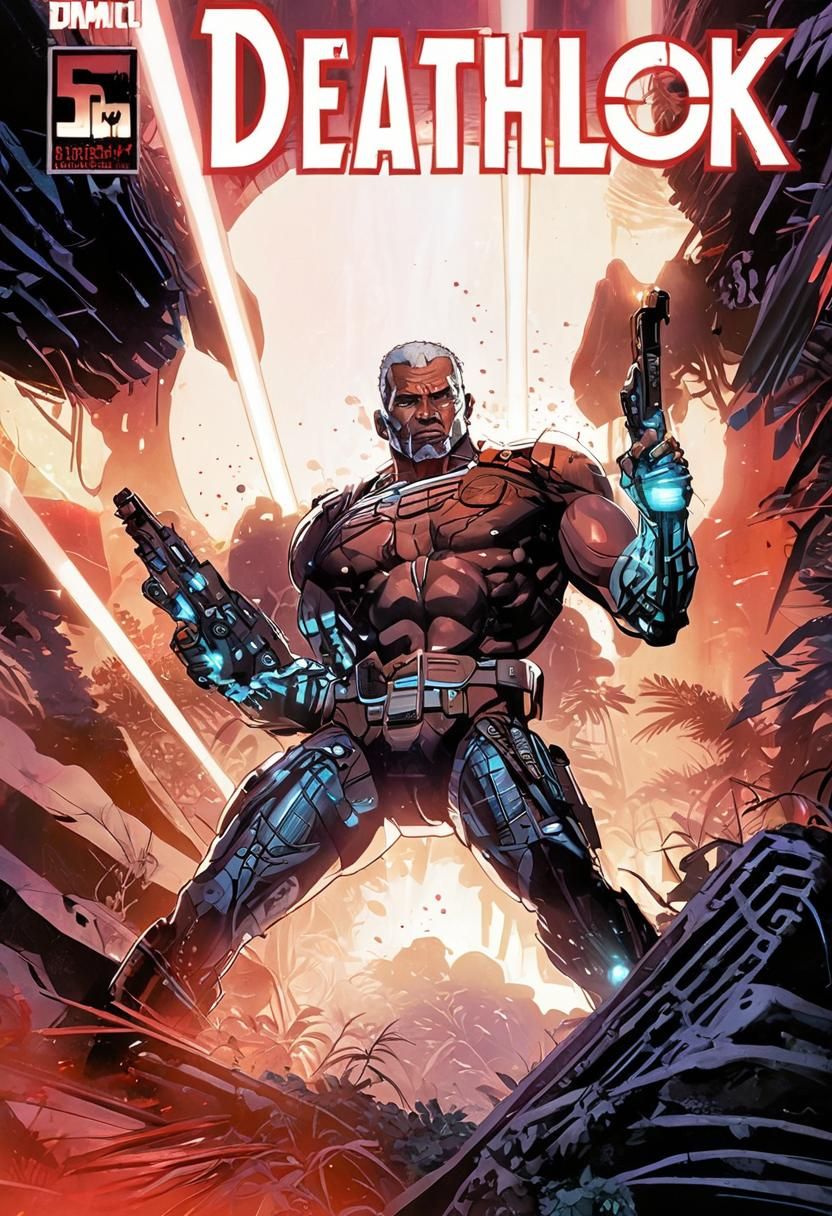 Cyberpunk Cyborg Veteran in Misty Jungle