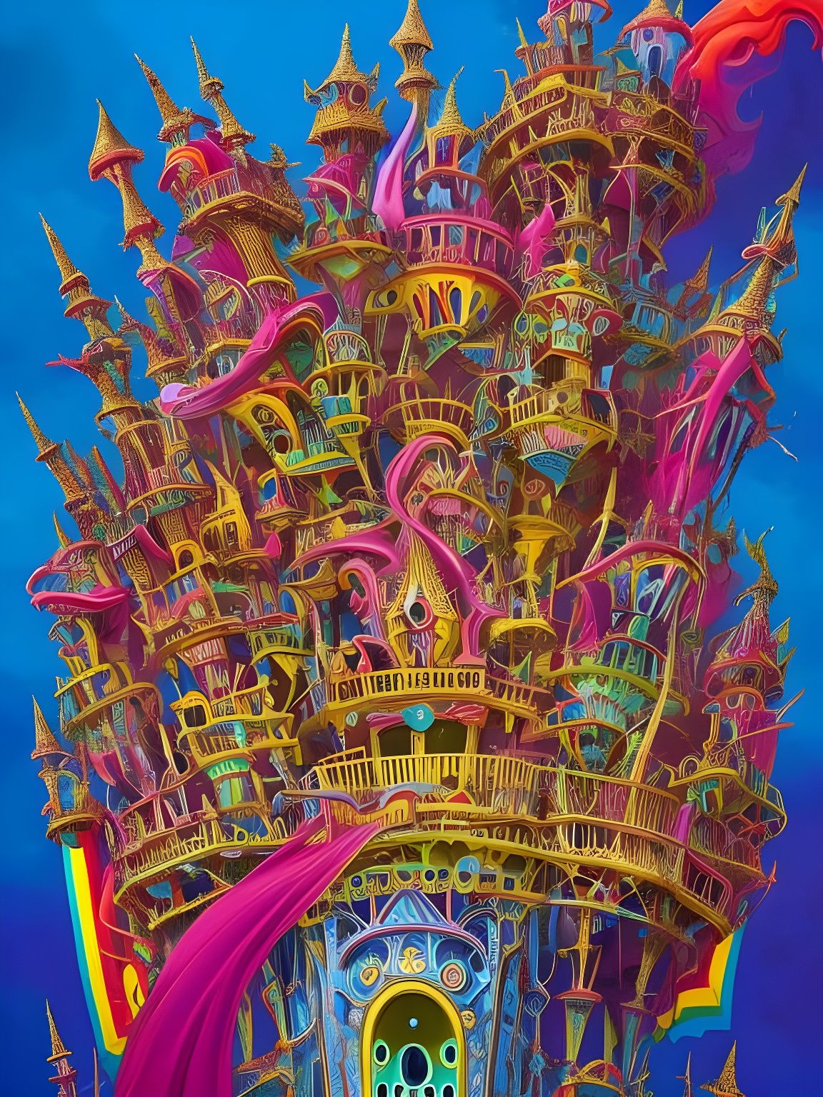 Surreal Vampire Castle in a Burtonesque Style