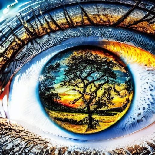 Surrealist Portrait of Trapped Thoughts in Glass Bubble