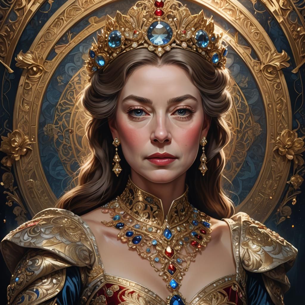 Regal Portrait of Queen Elizabeth II in High-Fantasy Style