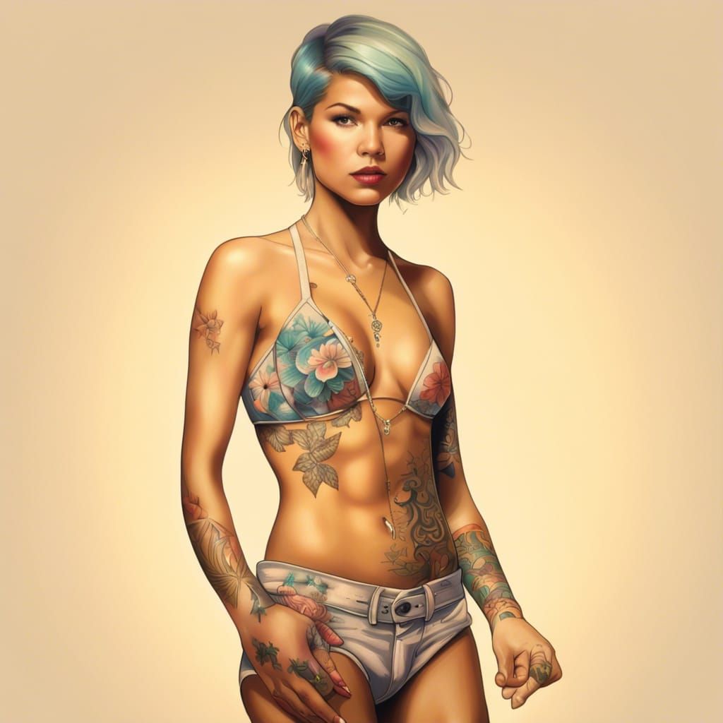 Composite Portrait of a Woman with Tattoo