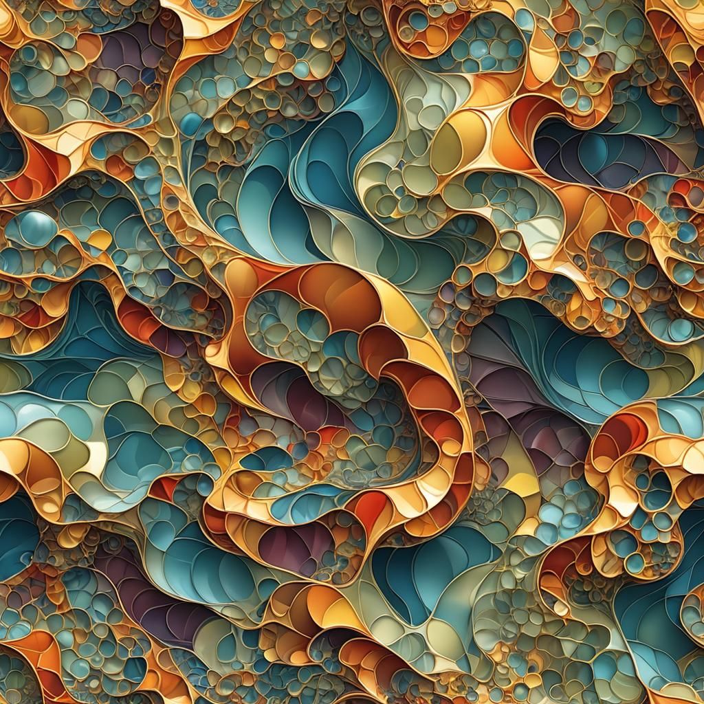 Translucent Colored Glass Waves with 3D Shading