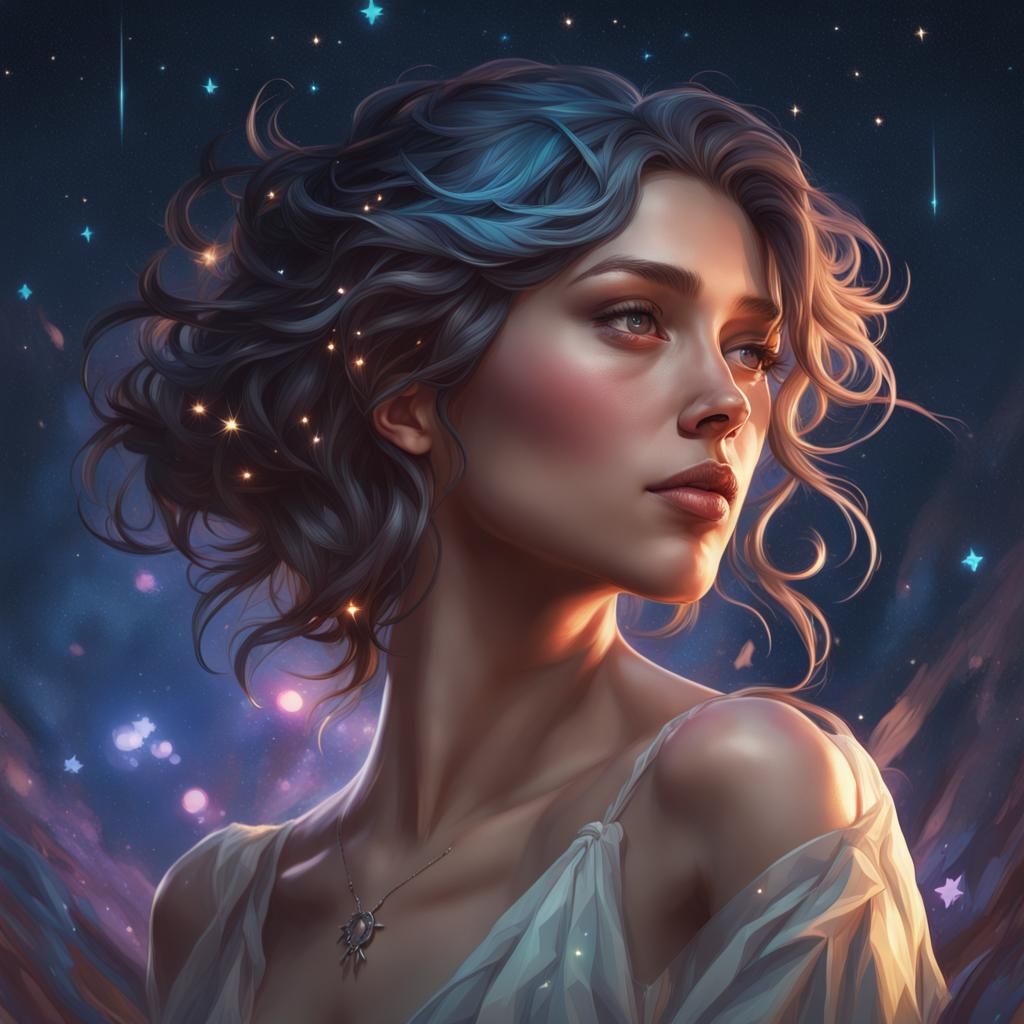 Detailed Starry Night Portrait in Trending Art Style