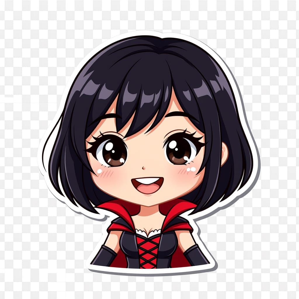 Cute Chibi Vampire Thai Woman Sticker Art