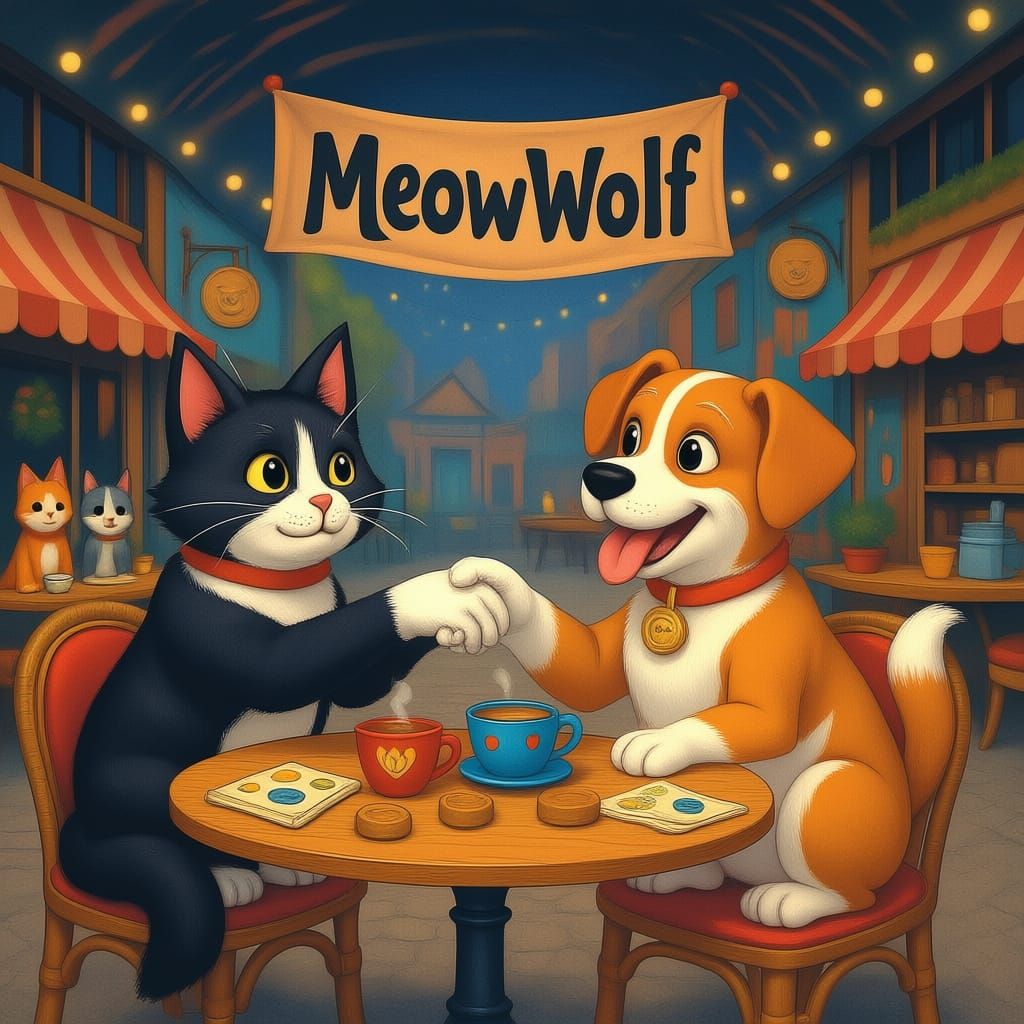 Cat and Dog Country Flag with Pawshake and Emoji Currency