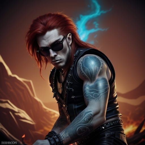 Surreal Demonic Wrestler in Vibrant Matte Painting Style