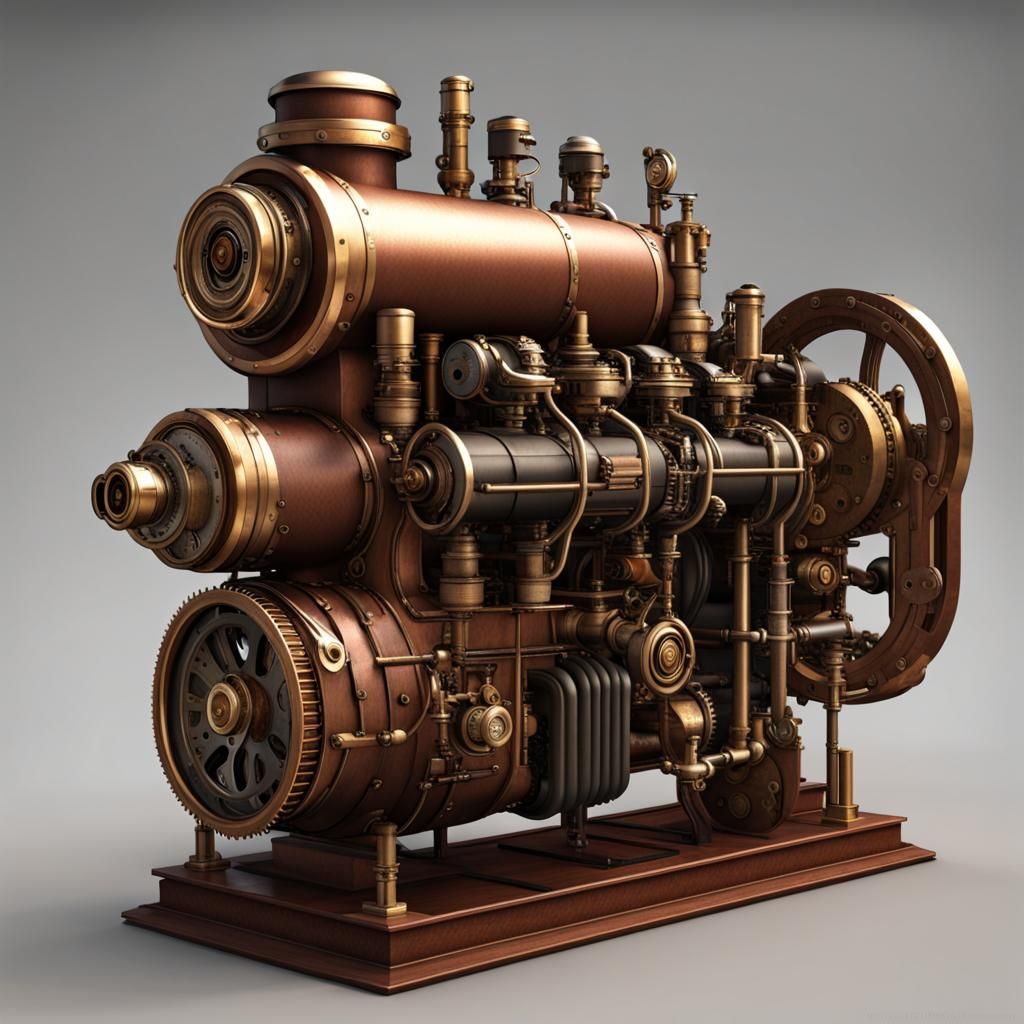 Steampunk Engine Digital Rendering