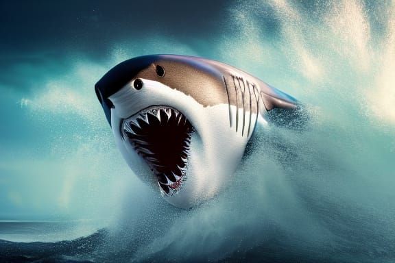 Sinister Great White Shark Hiding in Waves